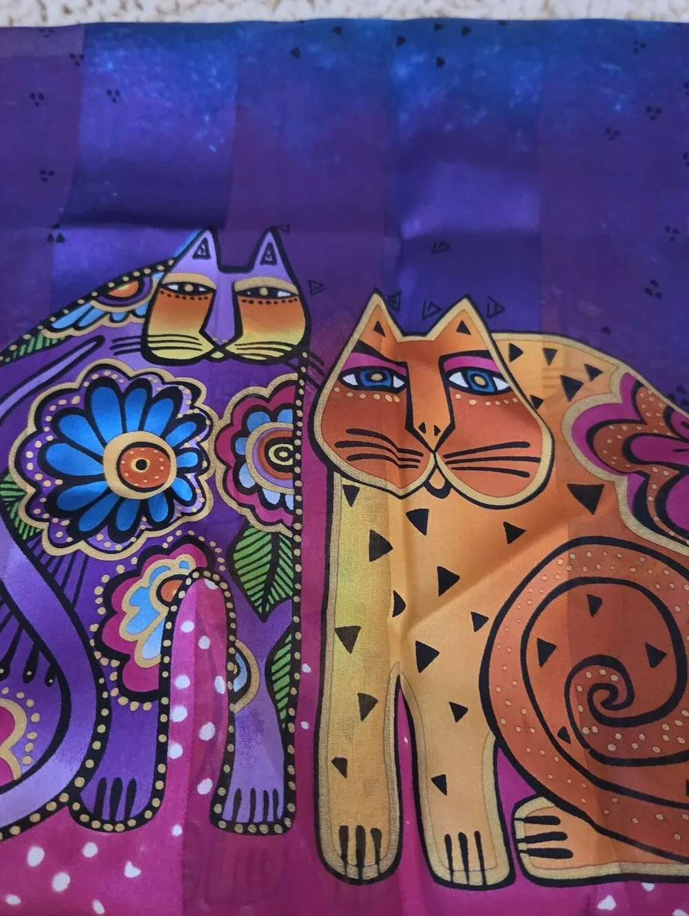 NWOT Laurel Burch Silk Scarf FELINES Cats